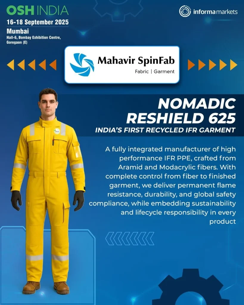 India’s First Recycled IFR Garment showcased at OSH India 2025 by Mahavir SpinFab
