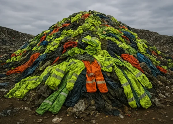 Discarded flame-resistant reflective coveralls showing need for textile recycling – Mahavir Spinfab