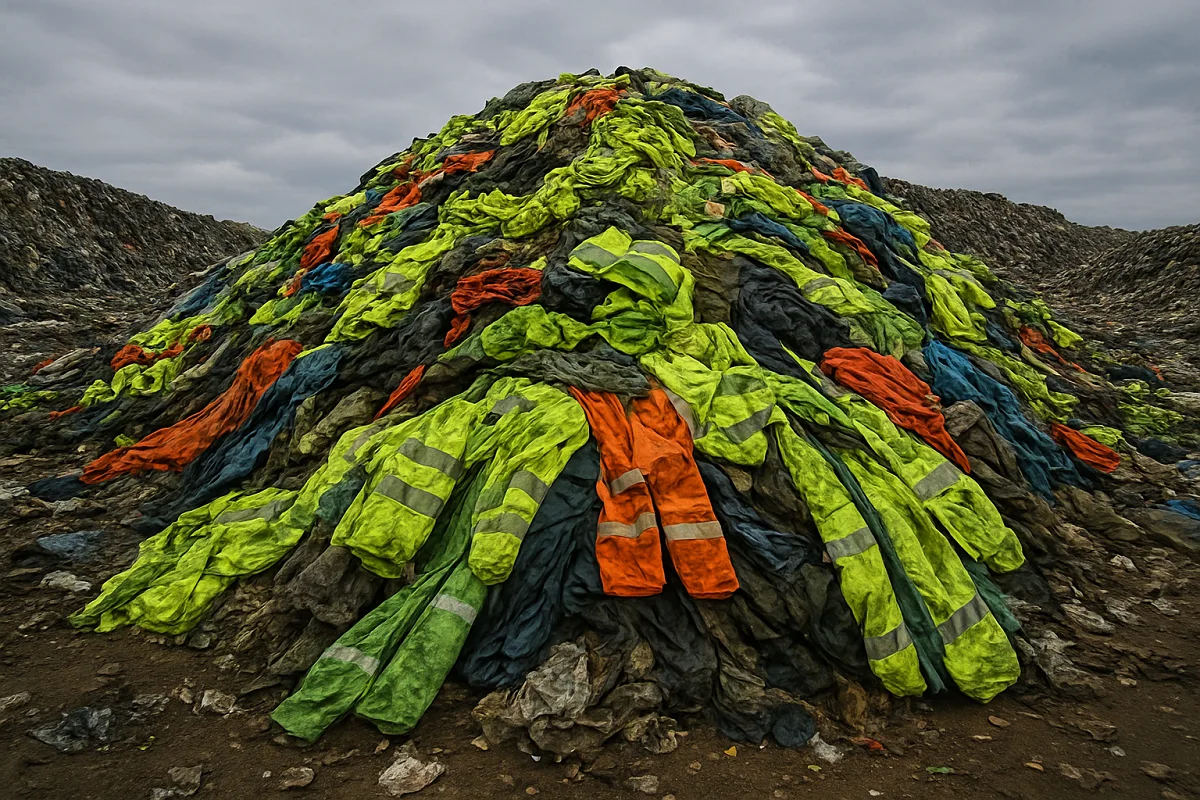 Discarded flame-resistant reflective coveralls showing need for textile recycling – Mahavir Spinfab