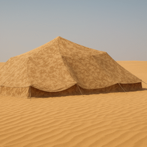 Multi Spectral Camouflage Net (MSCN) in Desert & Semi-Desert pattern, showing real-terrain printing and low thermal transmission. Provides complete multi-spectral protection from UV to Radar.