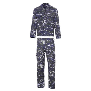Naval Combat Suit Uniform in blue and green digital camouflage.