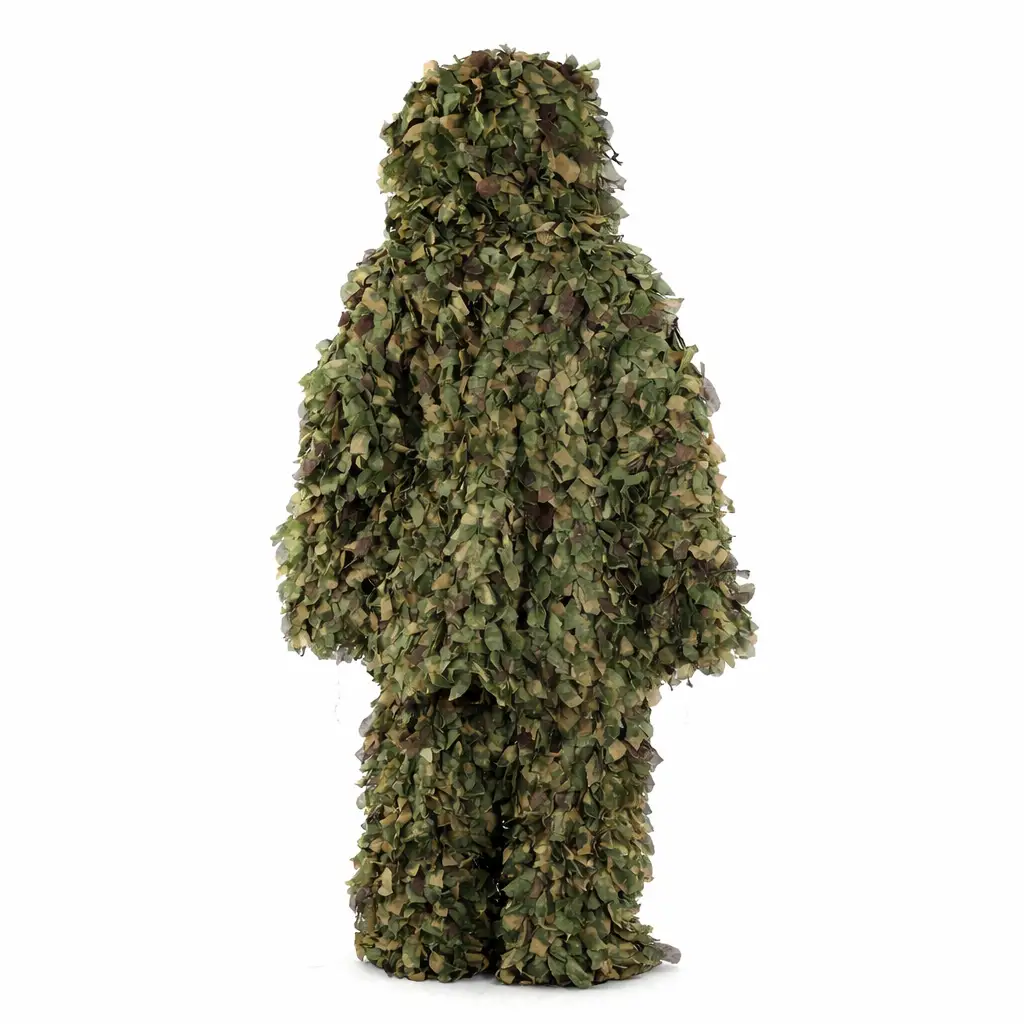 Back view of lightweight 3D Leaf Ghillie Suit made from breathable polyester with realistic foliage camouflage
