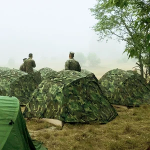 ShadowGuard multi-spectral combat tent for military and tactical field operations, 2-person lightweight camouflage shelter