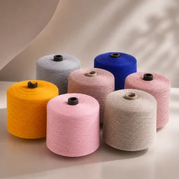 Core-spun yarn cones for stretch and performance fabrics